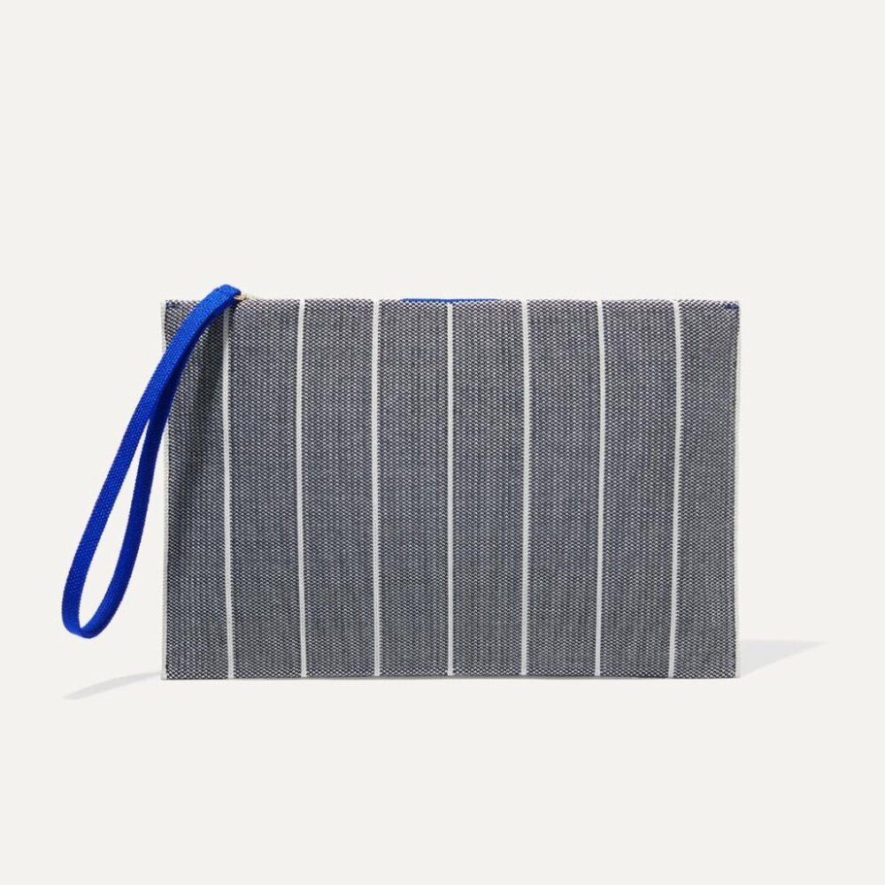 Rothy’s Maritime Cloud Blue Striped Wristlet Pouch EUC